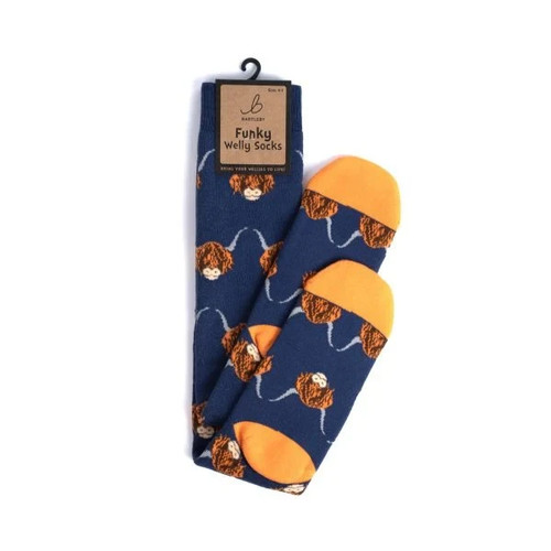 Funky welly socks - highland, cow